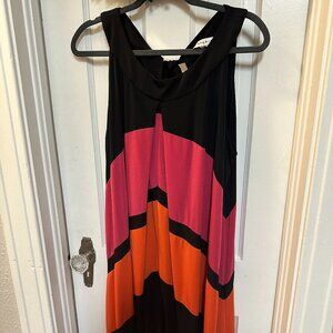 AA Studio Midi Sleeveless Dress with Chevron Pattern of Colors